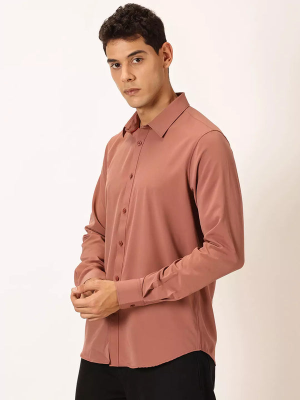 Peach Premium Slim Fit Long Sleeves Casual Shirt For Men