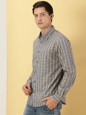 Thomas Scott Men Classic Slim Fit Tartan Checks Cotton Casual Shirt