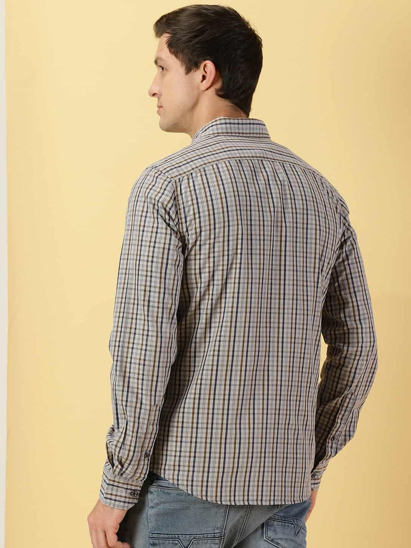 Thomas Scott Men Classic Slim Fit Tartan Checks Cotton Casual Shirt