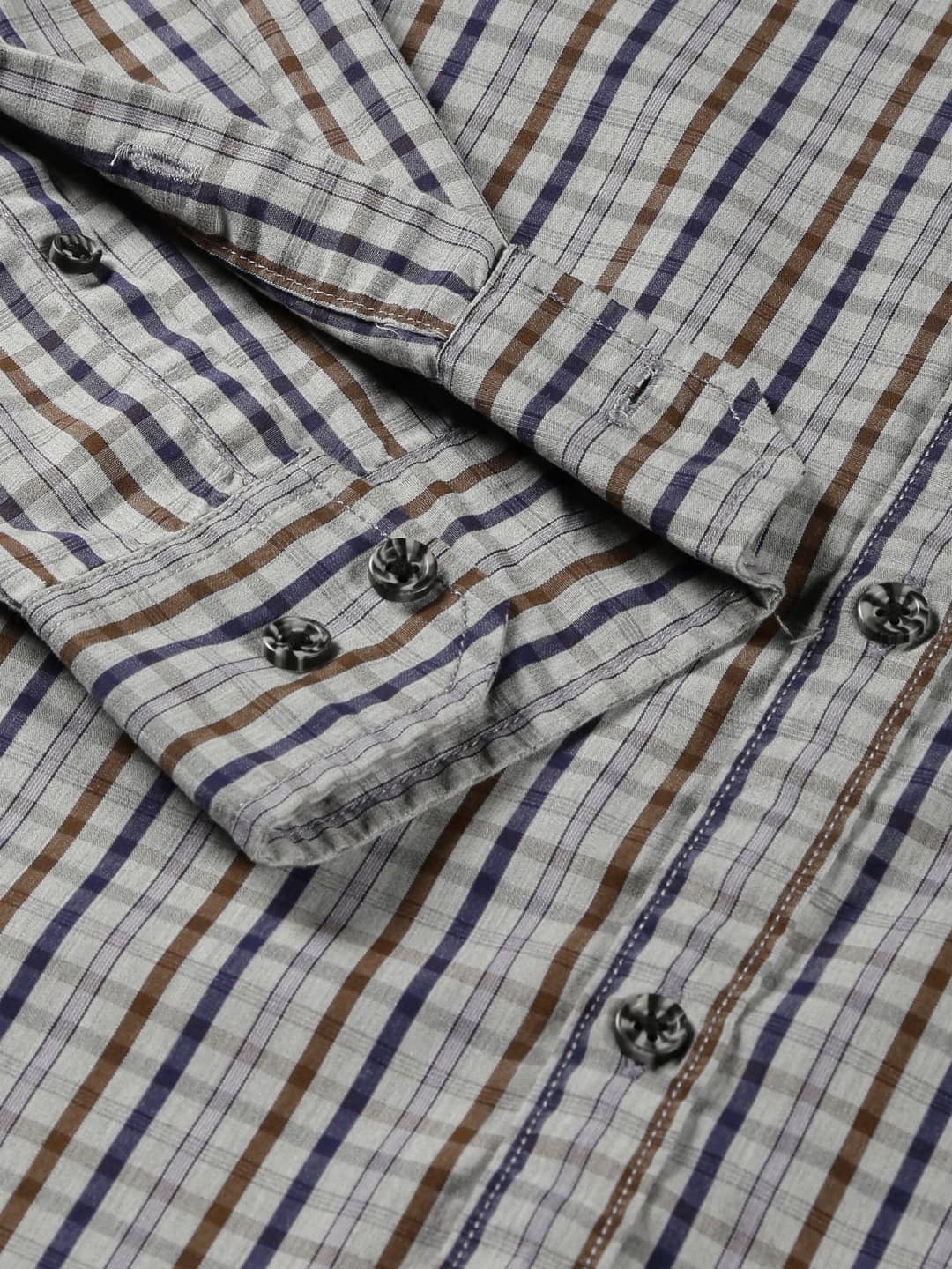 Thomas Scott Men Classic Slim Fit Tartan Checks Cotton Casual Shirt