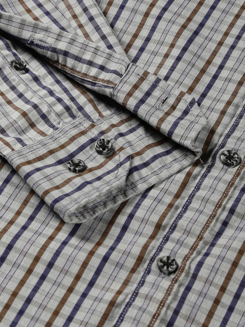 Thomas Scott Men Classic Slim Fit Tartan Checks Cotton Casual Shirt