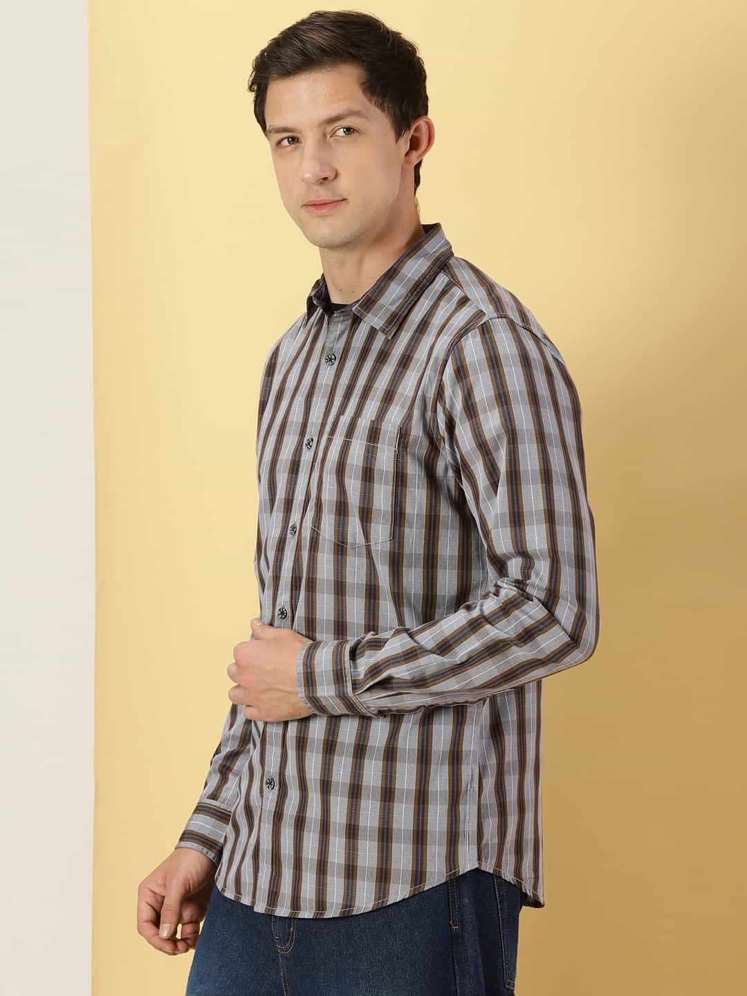 Thomas Scott Men Classic Slim Fit Tartan Checked Pure Cotton Casual Shirt