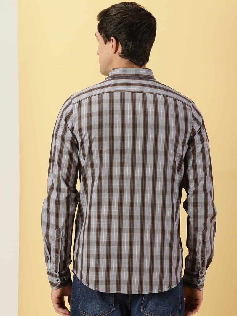 Thomas Scott Men Classic Slim Fit Tartan Checked Pure Cotton Casual Shirt