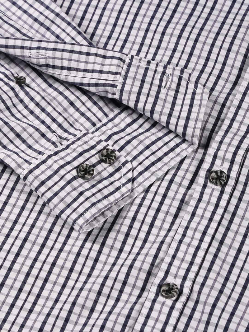 Thomas Scott Men Classic Slim Fit Grid Tattersall Checks Pure Cotton Casual Shirt