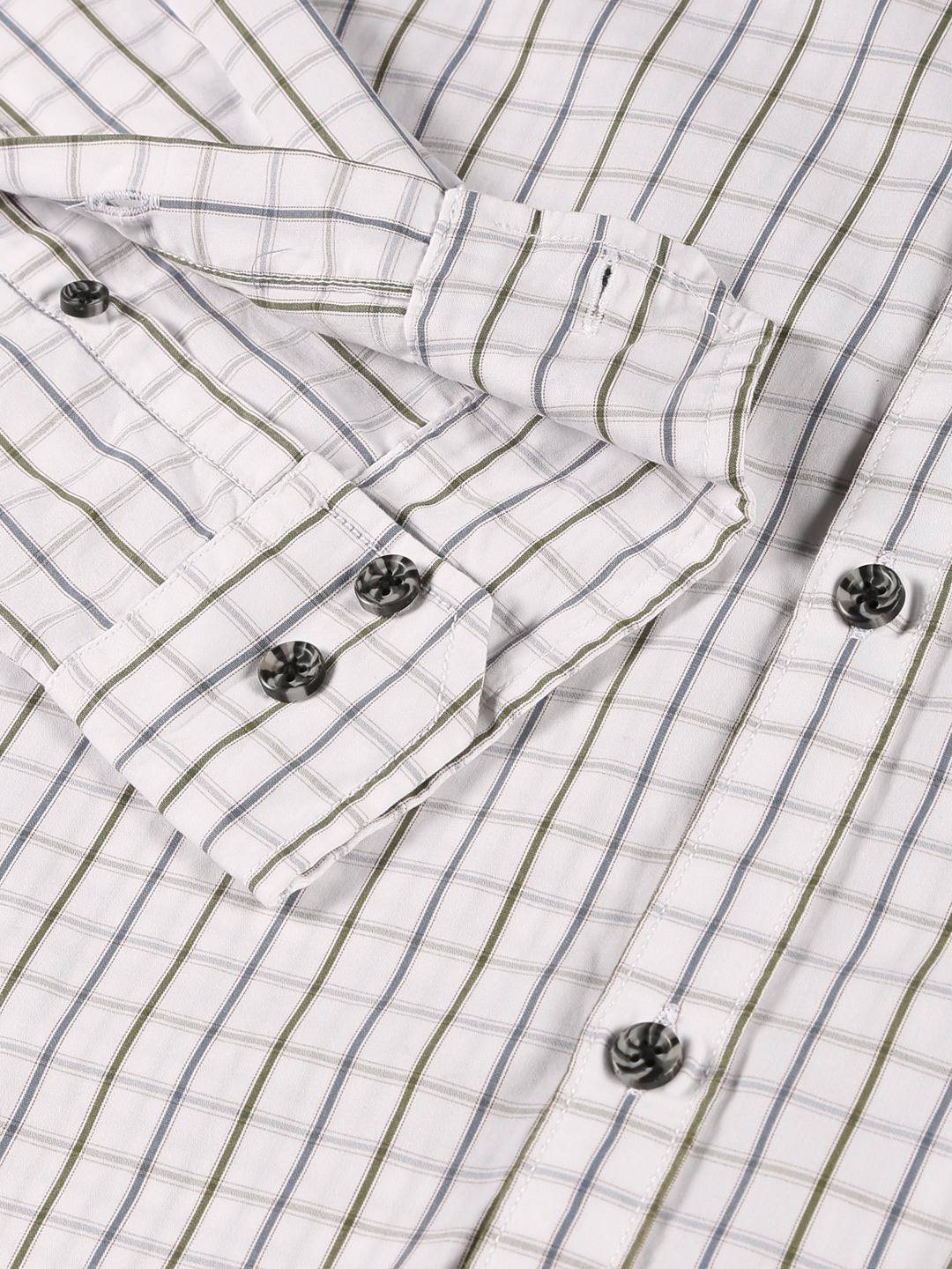 Thomas Scott Men Classic Slim Fit Windowpane Checks Pure Cotton Casual Shirt
