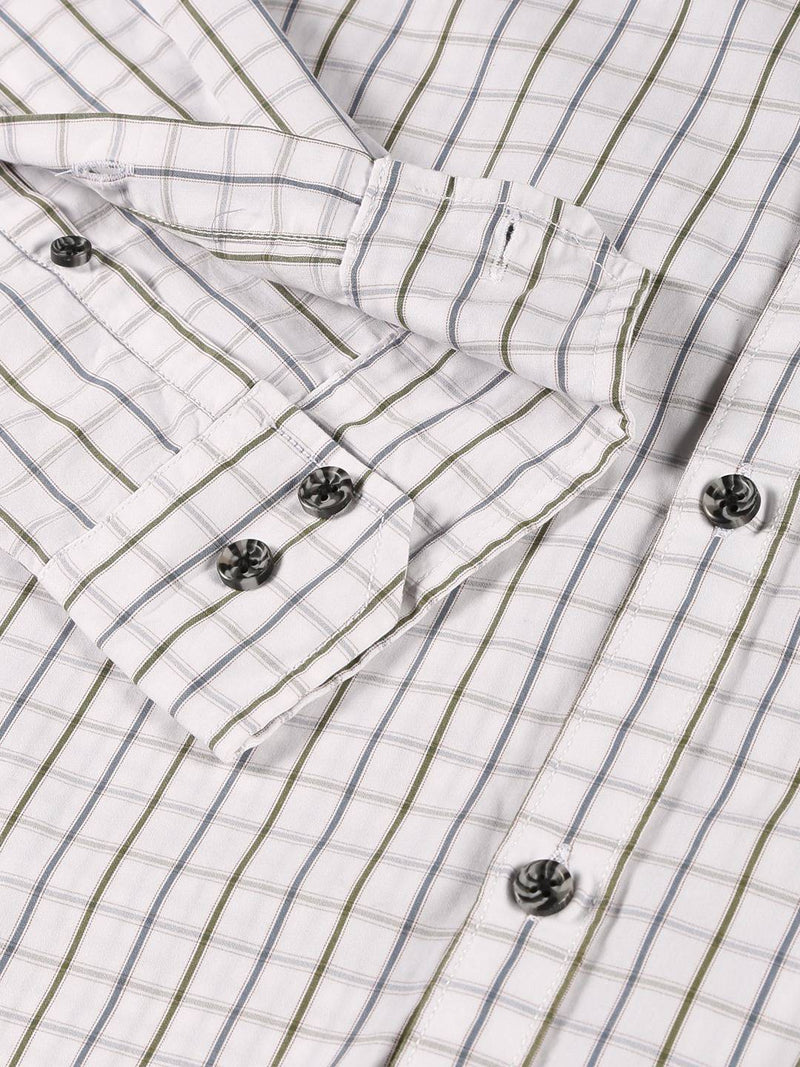 Thomas Scott Men Classic Slim Fit Windowpane Checks Pure Cotton Casual Shirt