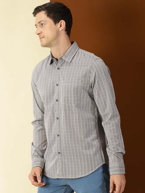 Thomas Scott Men Classic Slim Fit Tartan Checks Pure Cotton Casual Shirt