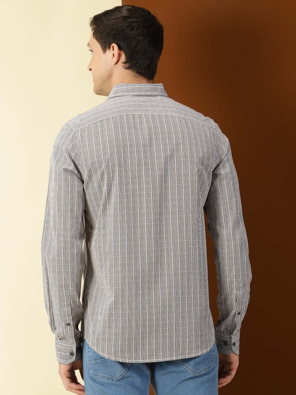 Thomas Scott Men Classic Slim Fit Tartan Checks Pure Cotton Casual Shirt