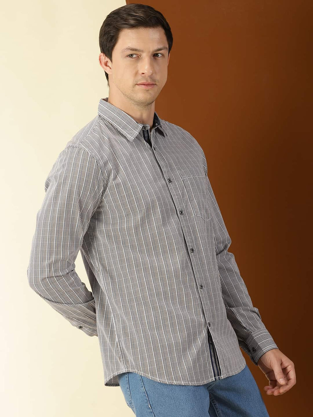 Thomas Scott Men Classic Slim Fit Tartan Checks Pure Cotton Casual Shirt