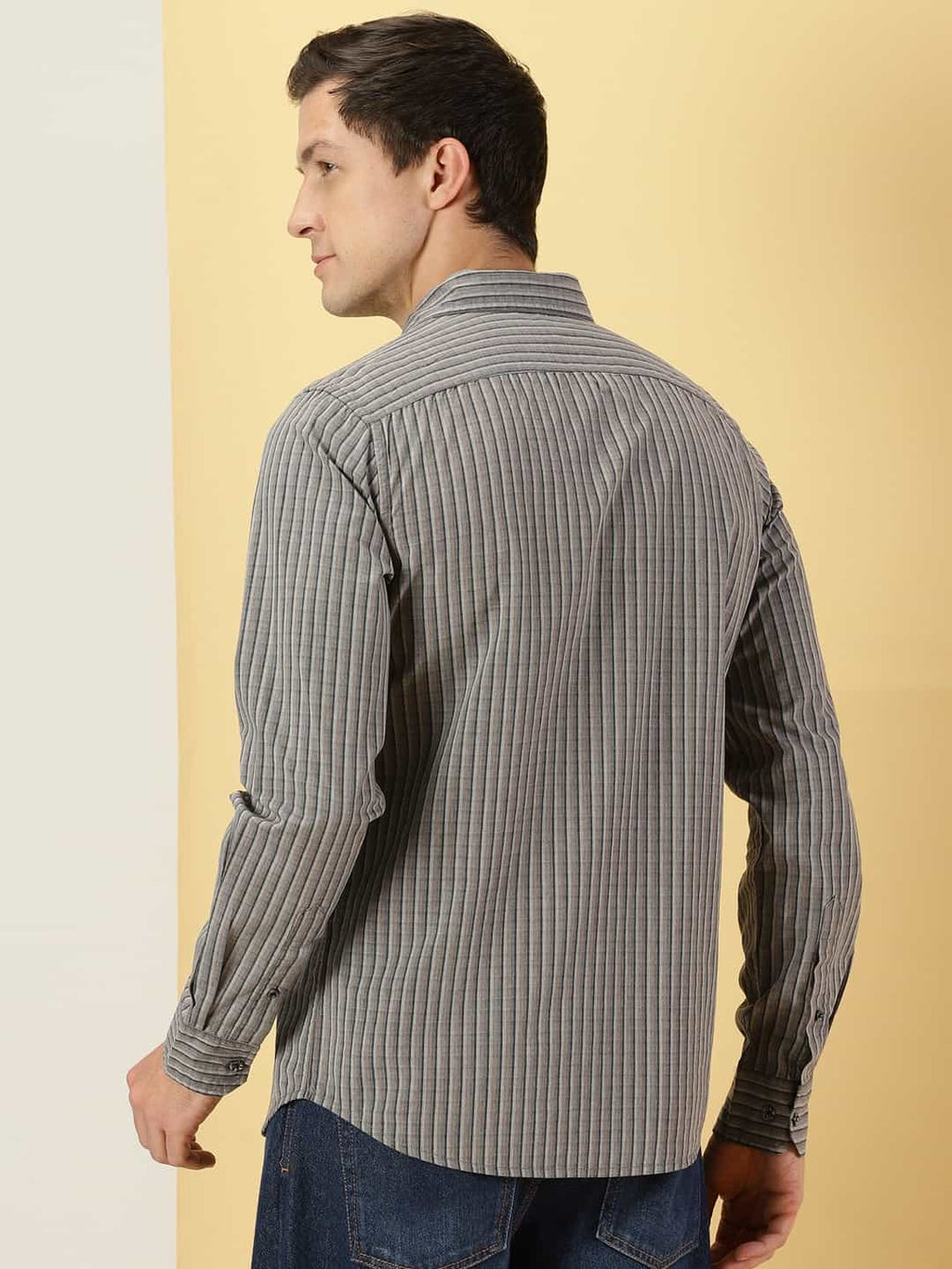 Thomas Scott Men Classic Slim Fit Vertical Striped Pure Cotton Casual Shirt