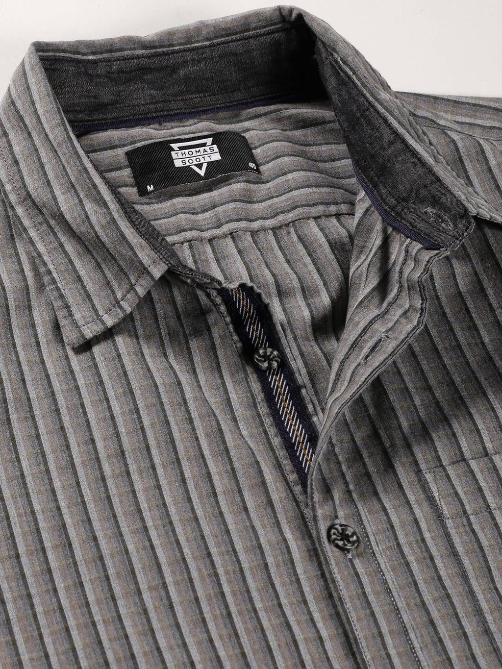 Thomas Scott Men Classic Slim Fit Vertical Striped Pure Cotton Casual Shirt