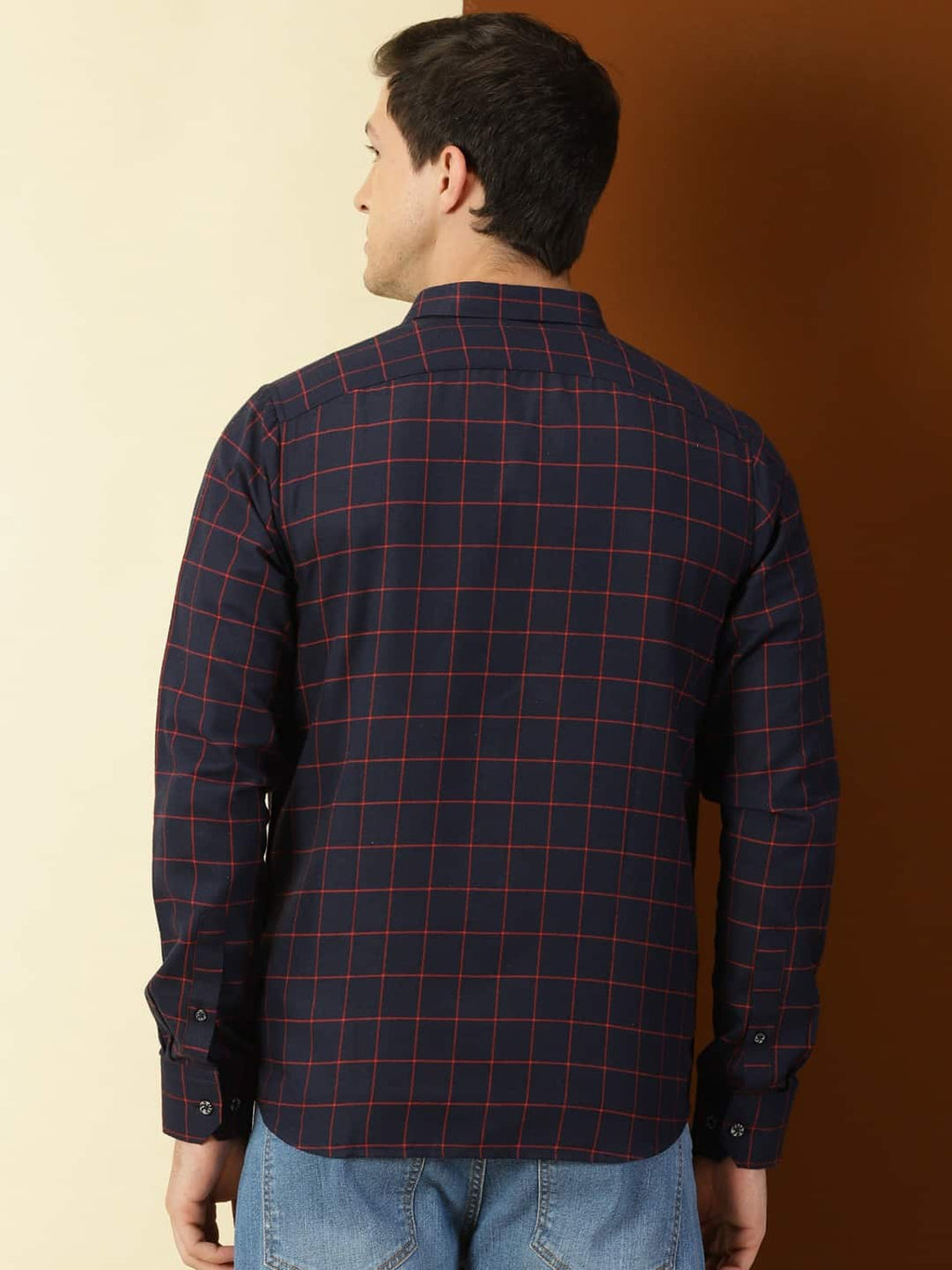 Thomas Scott Men Classic Slim Fit Tartan Opaque Checked Hooded Flannel Casual Shirt