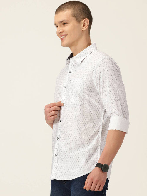 Thomas Scott Men Smart Slim Fit Opaque Printed Pure Cotton Casual Shirt