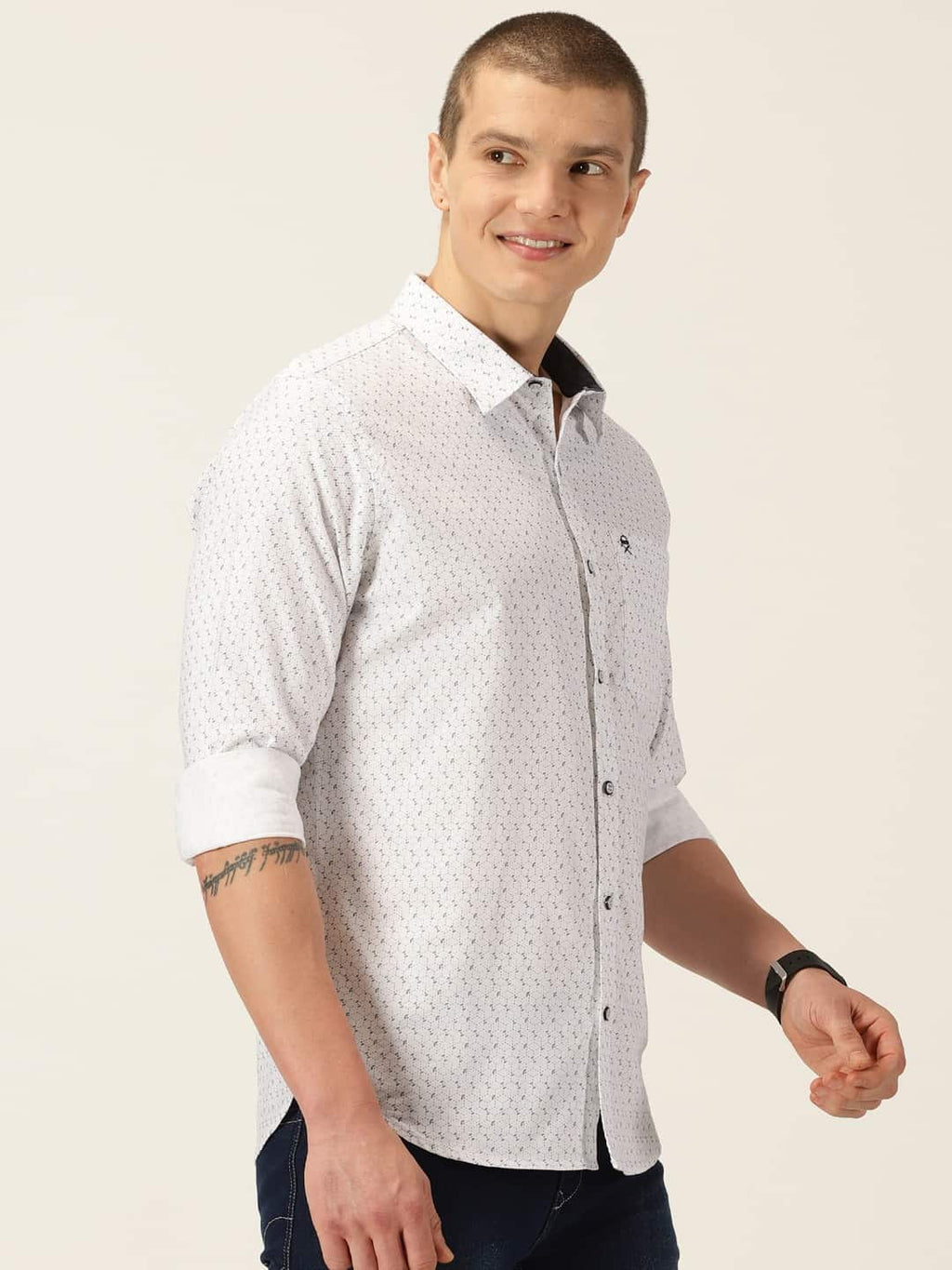 Thomas Scott Men Smart Slim Fit Opaque Printed Pure Cotton Casual Shirt