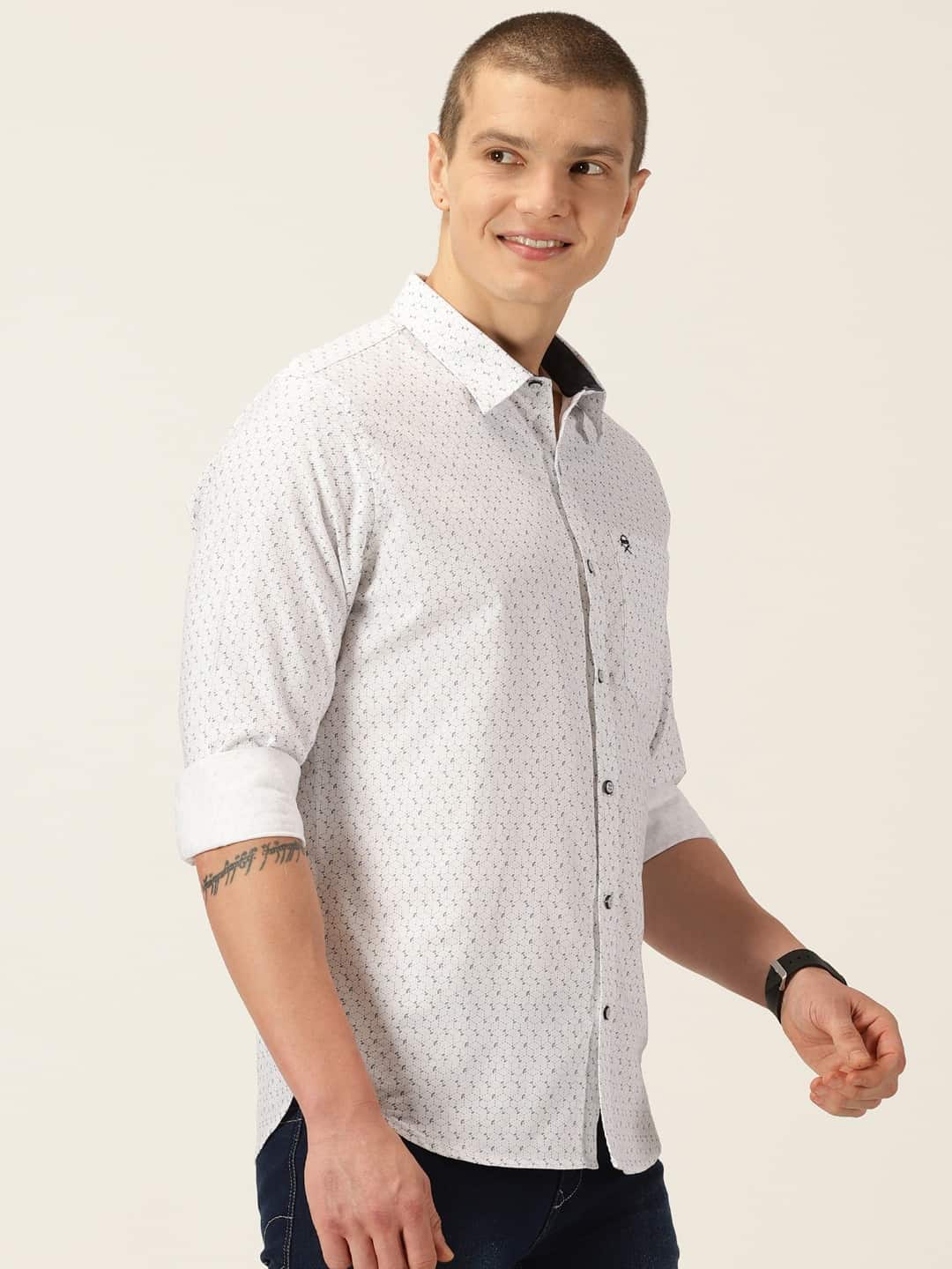 Thomas Scott Men Smart Slim Fit Opaque Printed Pure Cotton Casual Shirt