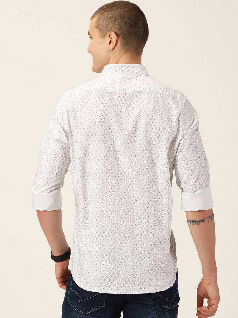 Thomas Scott Men Smart Slim Fit Opaque Printed Pure Cotton Casual Shirt