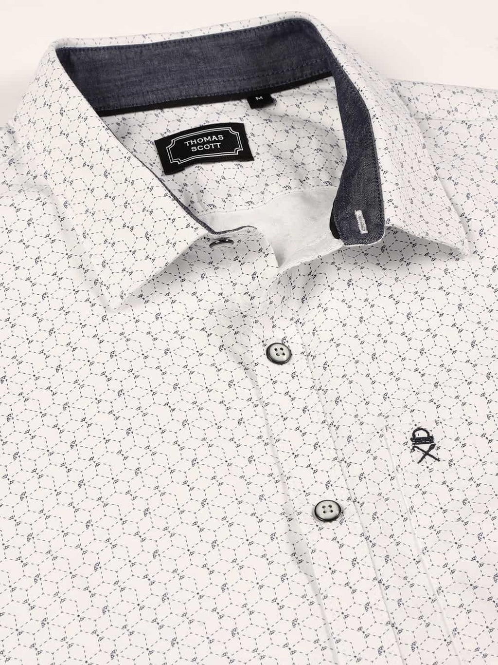Thomas Scott Men Smart Slim Fit Opaque Printed Pure Cotton Casual Shirt