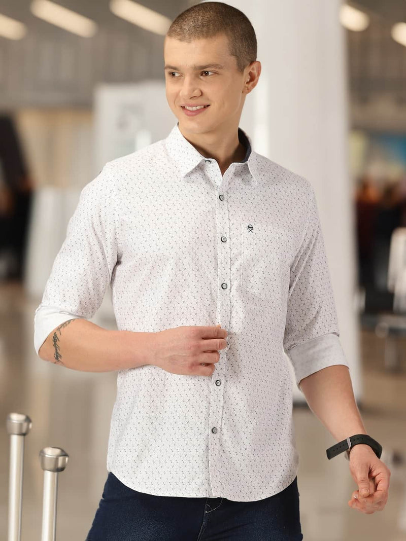 Thomas Scott Men Smart Slim Fit Opaque Printed Pure Cotton Casual Shirt