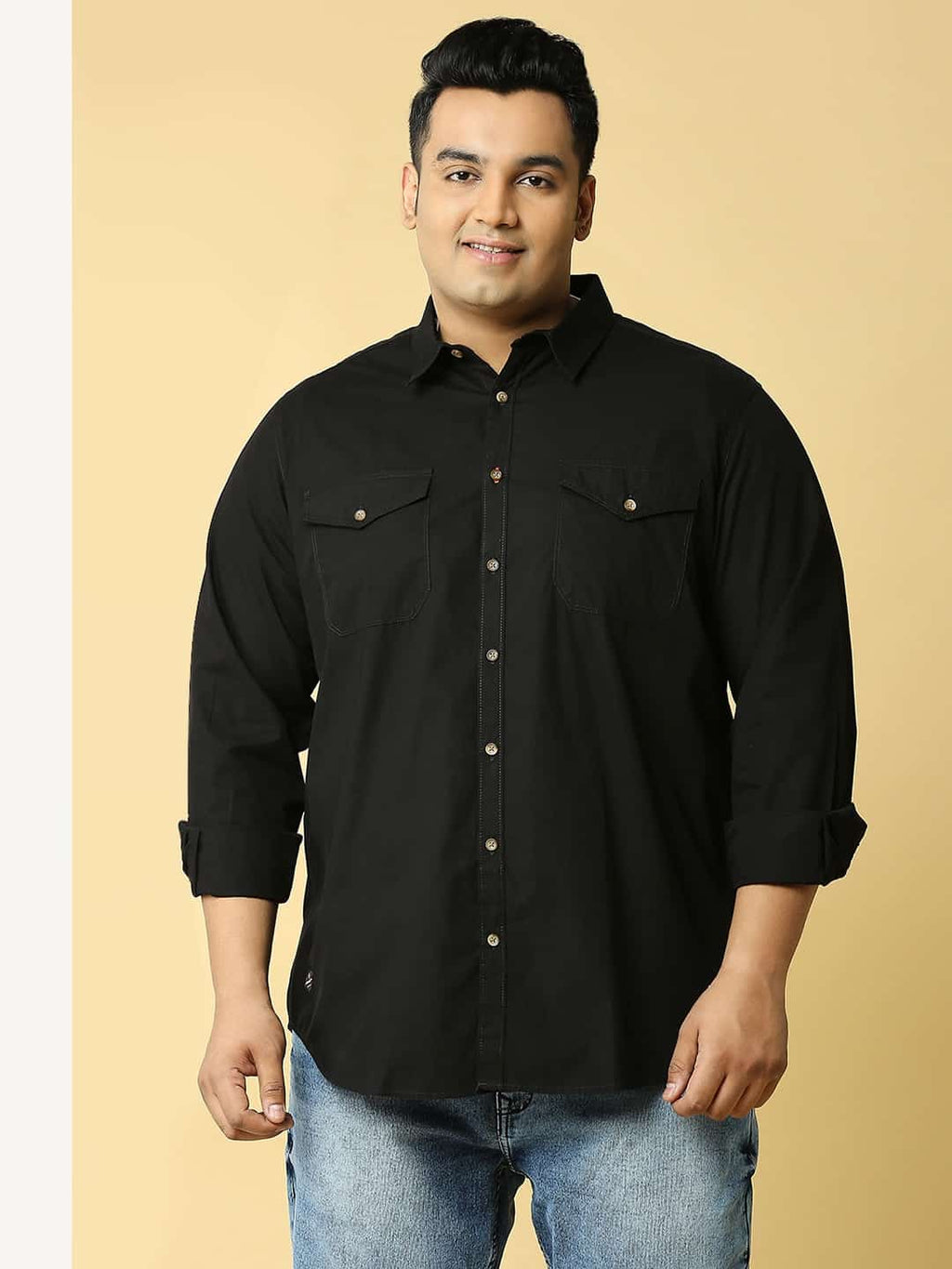 Thomas Scott Men Plus Size Cotton Premium Slim Fit Opaque Casual Shirt