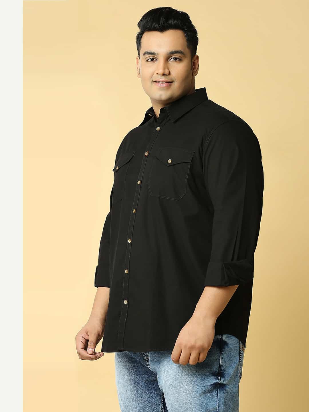 Thomas Scott Men Plus Size Cotton Premium Slim Fit Opaque Casual Shirt