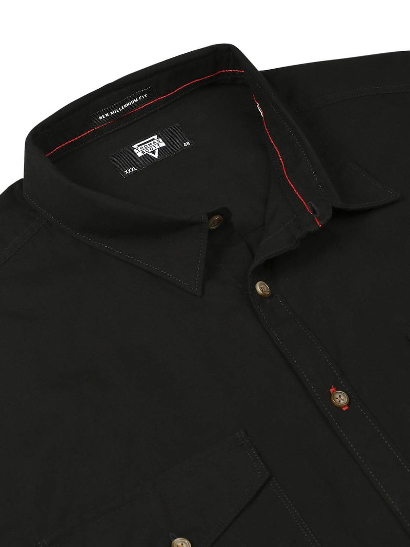 Thomas Scott Men Plus Size Cotton Premium Slim Fit Opaque Casual Shirt