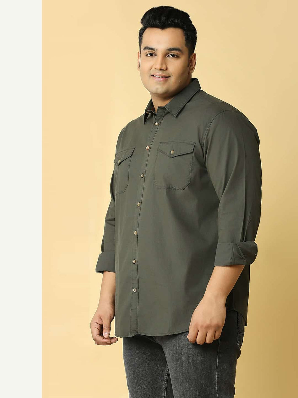 Thomas Scott Men Plus Size Cotton Premium Slim Fit Opaque Casual Shirt