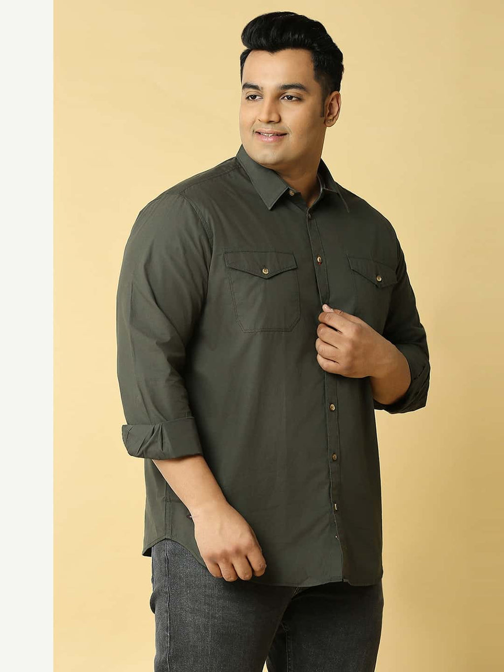 Thomas Scott Men Plus Size Cotton Premium Slim Fit Opaque Casual Shirt
