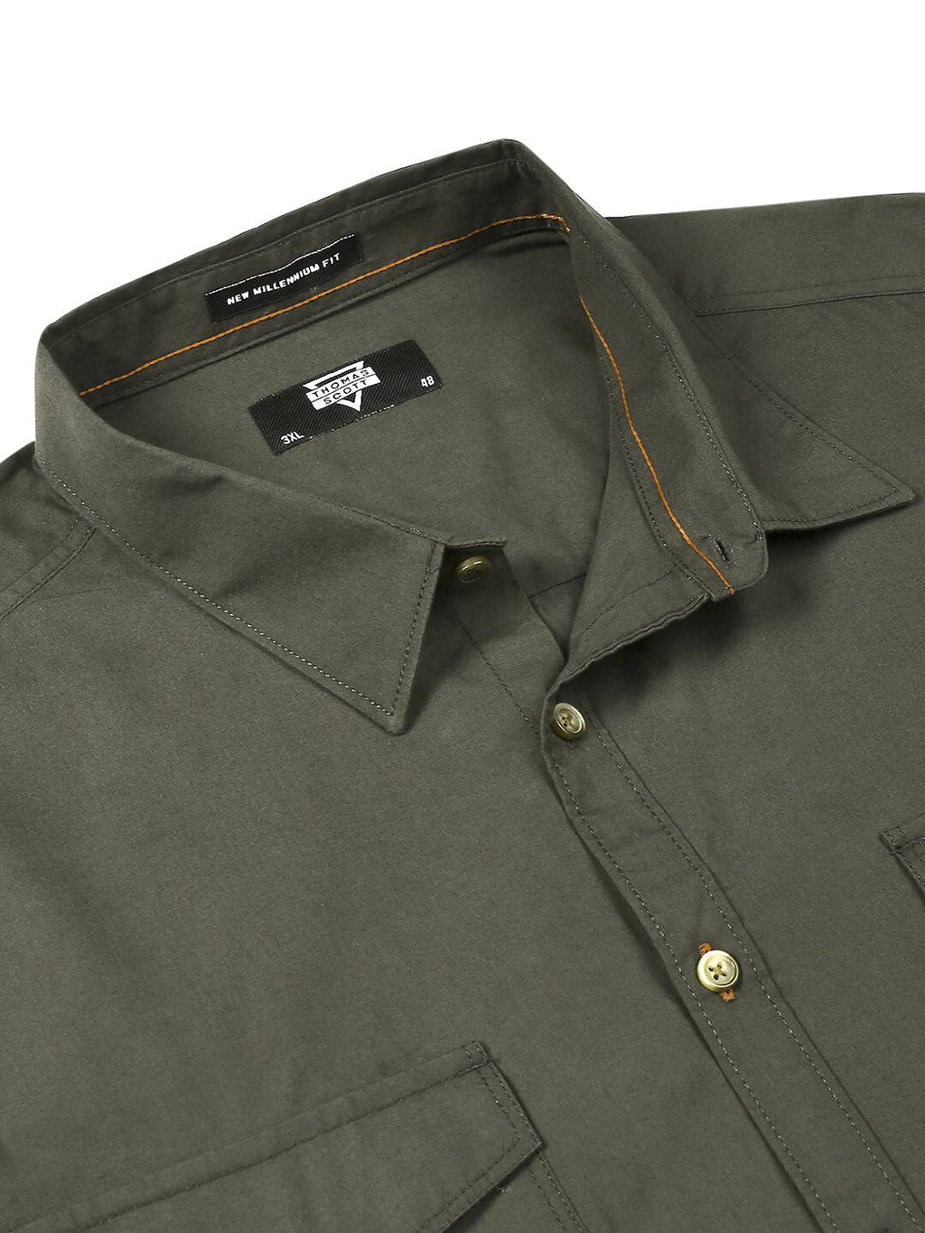 Thomas Scott Men Plus Size Cotton Premium Slim Fit Opaque Casual Shirt