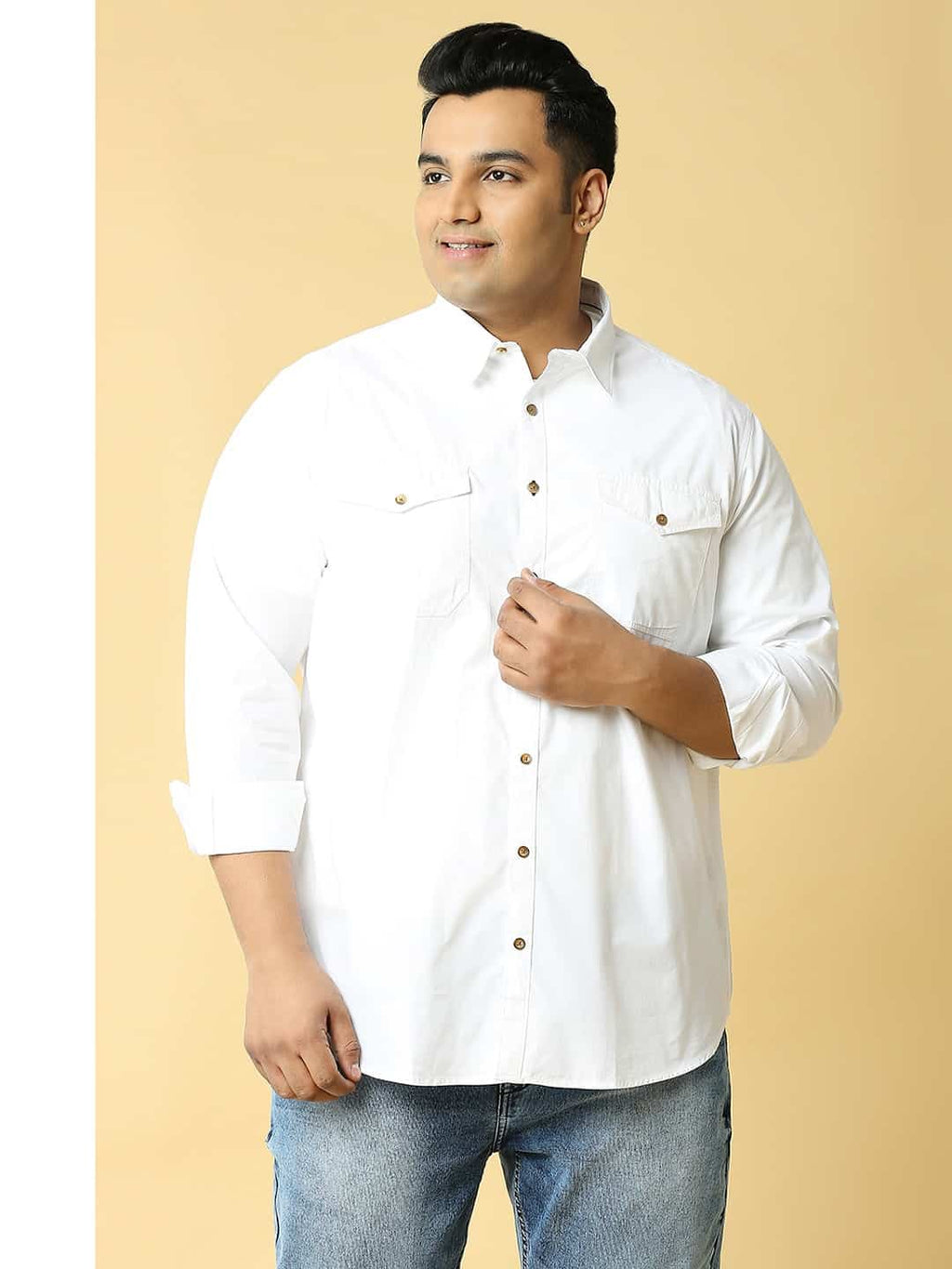 Thomas Scott Men Plus Size Premium Slim Fit Pure Cotton Casual Shirt