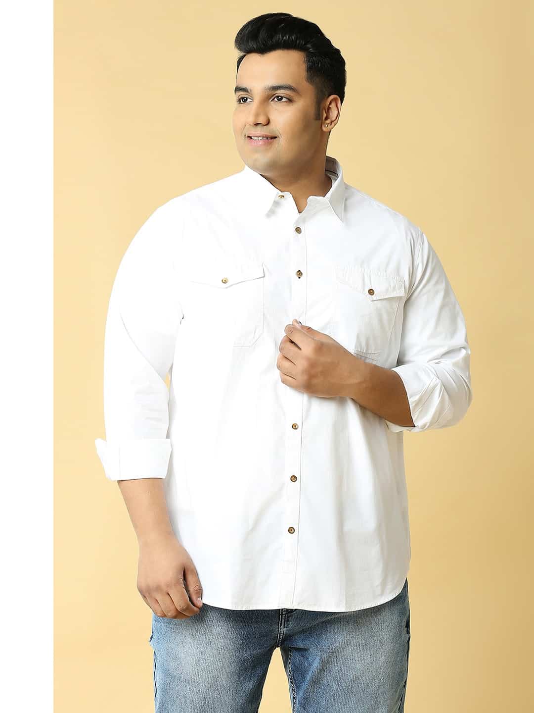 Thomas Scott Men Plus Size Premium Slim Fit Pure Cotton Casual Shirt