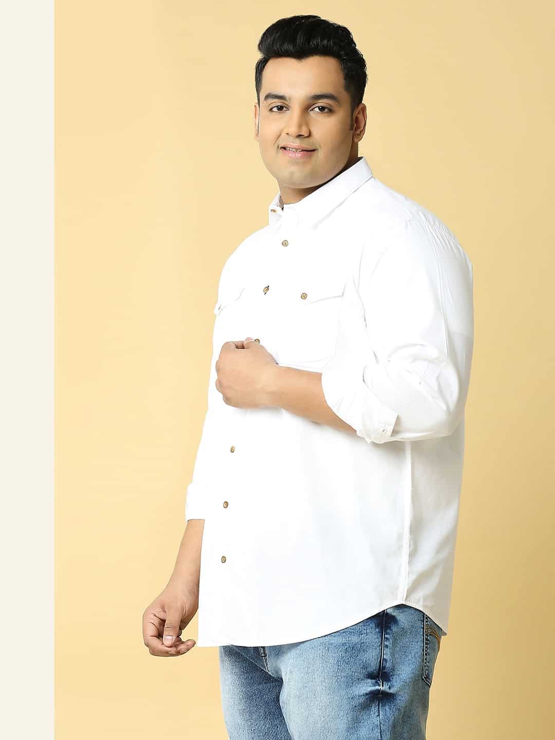 Thomas Scott Men Plus Size Premium Slim Fit Pure Cotton Casual Shirt