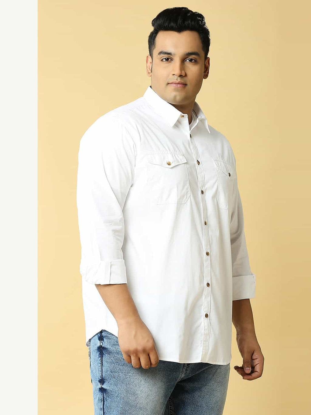 Thomas Scott Men Plus Size Premium Slim Fit Pure Cotton Casual Shirt