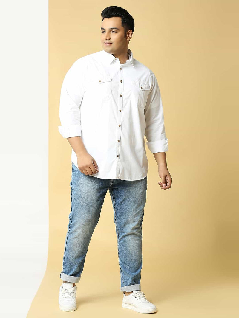 Thomas Scott Men Plus Size Premium Slim Fit Pure Cotton Casual Shirt