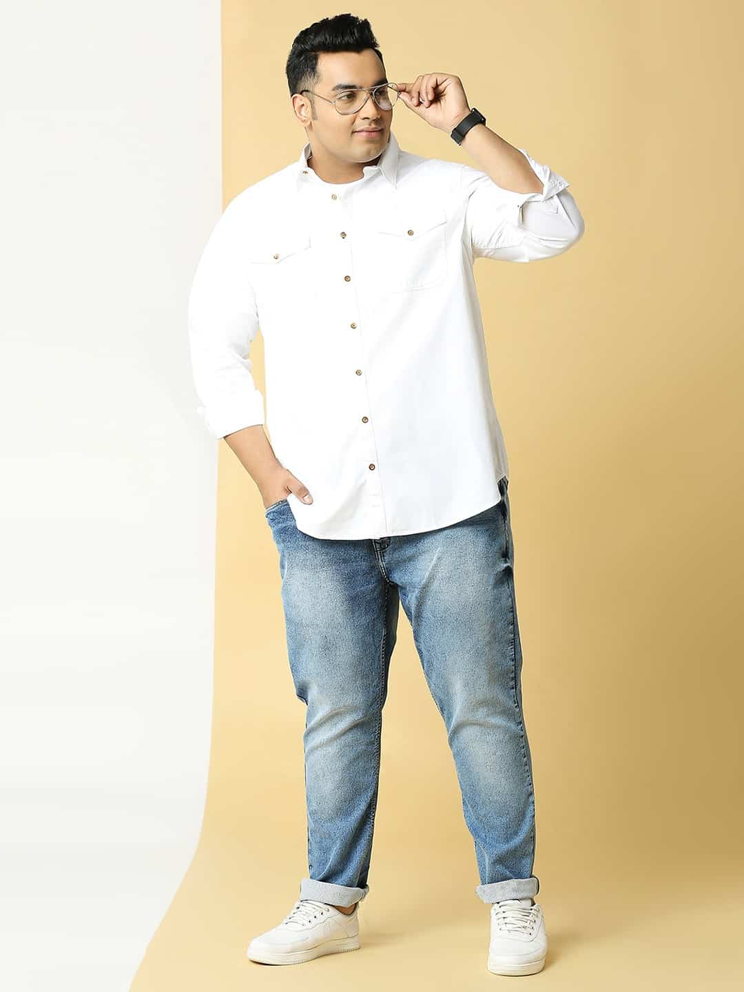 Thomas Scott Men Plus Size Premium Slim Fit Pure Cotton Casual Shirt
