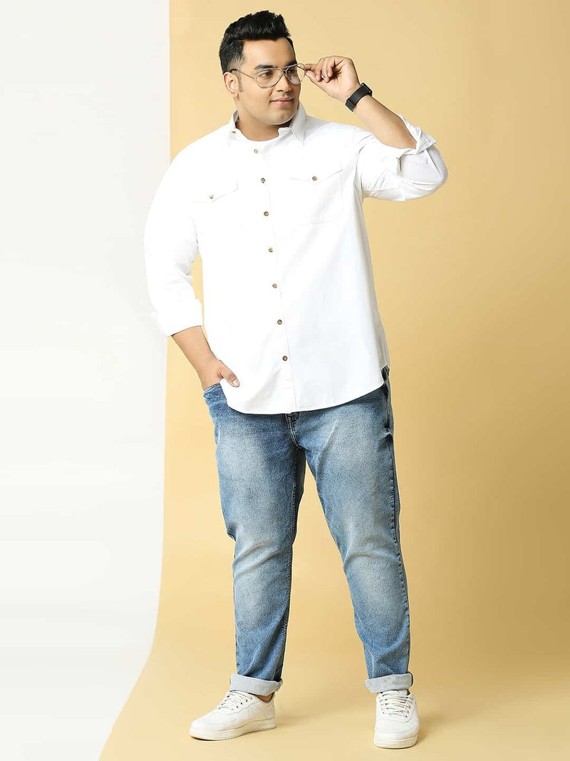 Thomas Scott Men Plus Size Premium Slim Fit Pure Cotton Casual Shirt