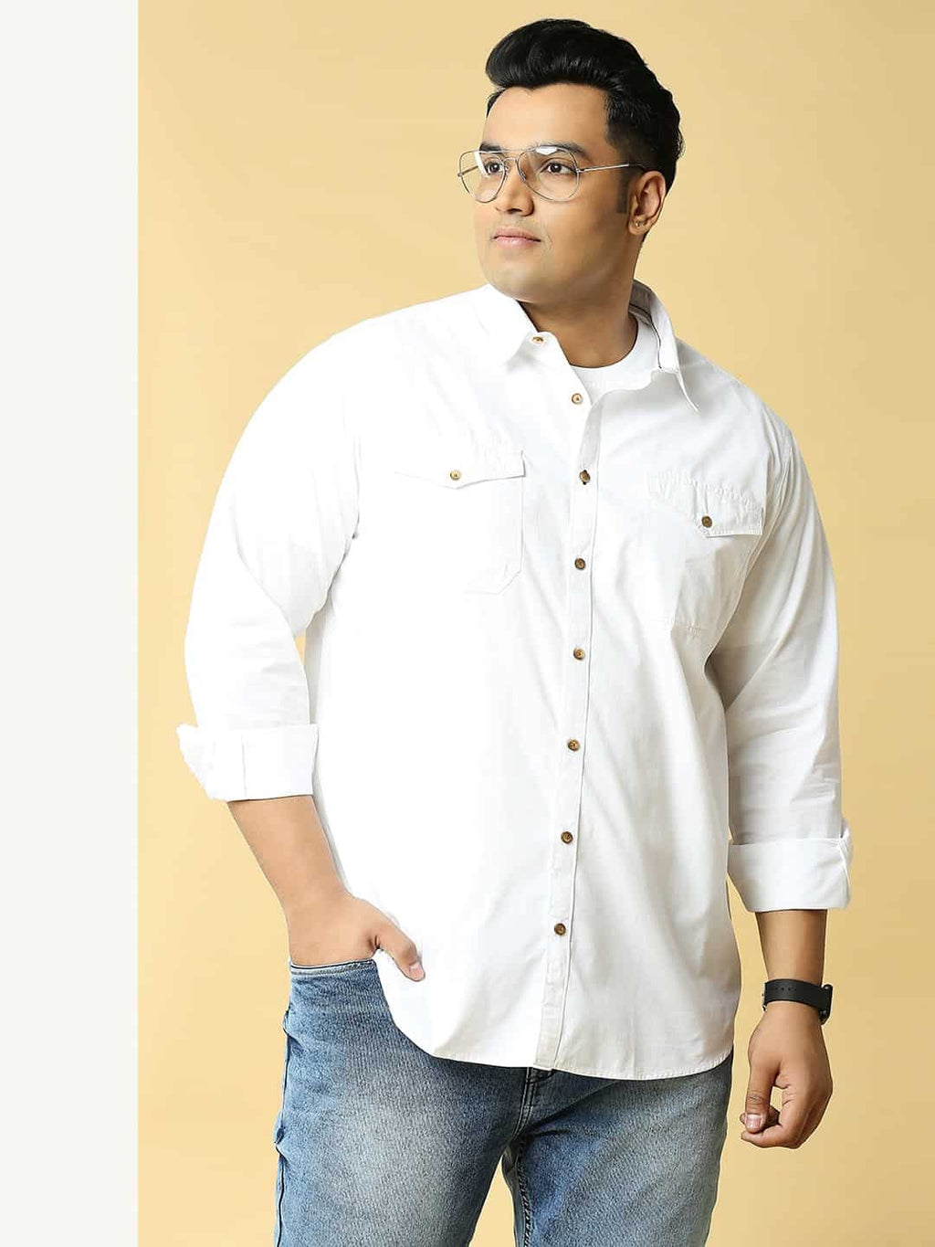 Thomas Scott Men Plus Size Premium Slim Fit Pure Cotton Casual Shirt