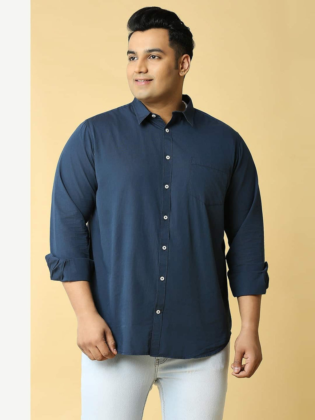 Thomas Scott Men Plus Size Premium Slim Fit Casual Pure Cotton Shirt