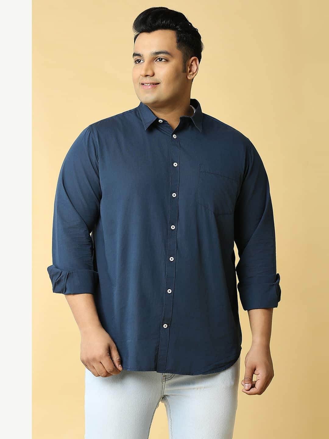 Thomas Scott Men Plus Size Premium Slim Fit Casual Pure Cotton Shirt