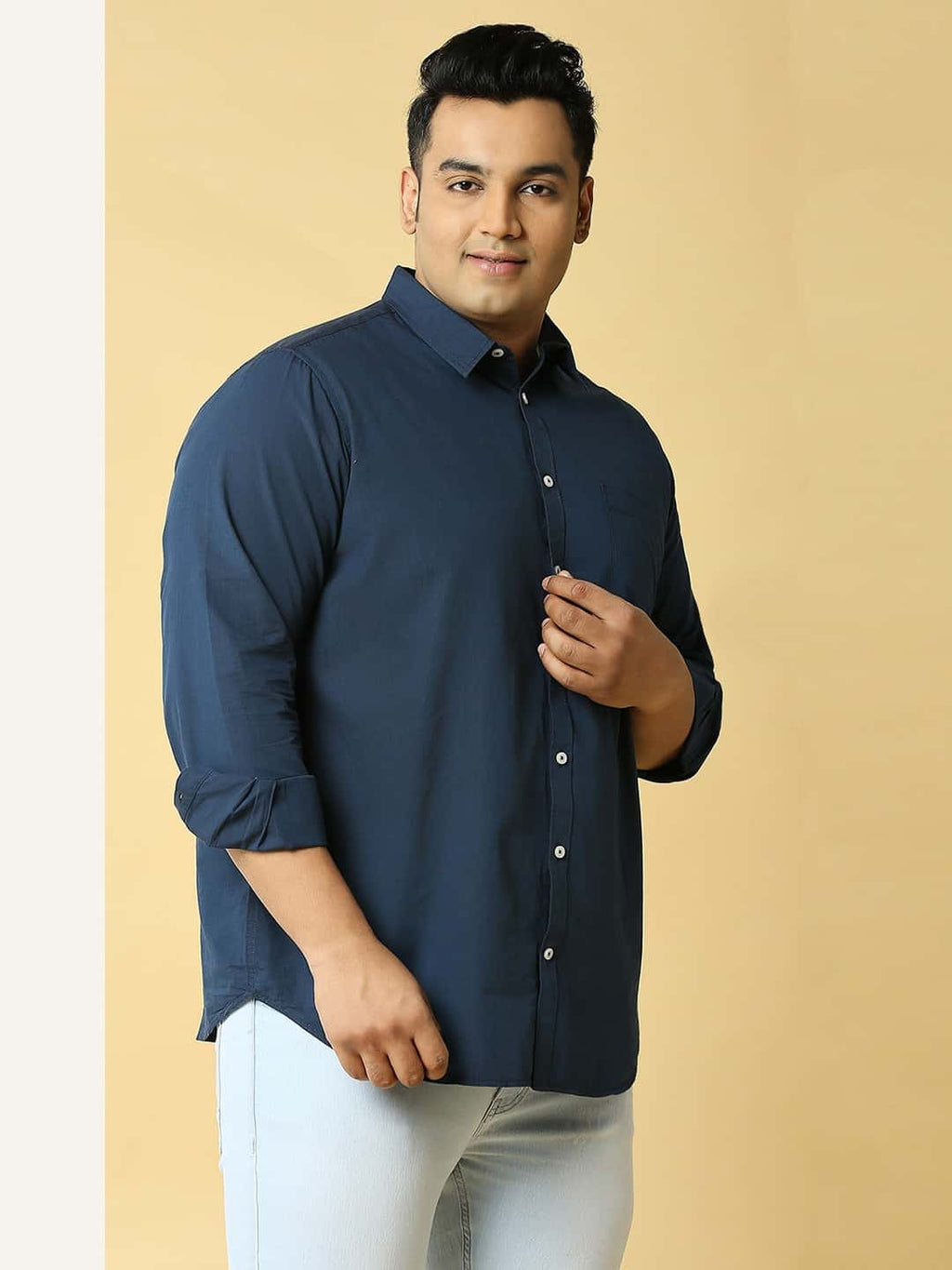 Thomas Scott Men Plus Size Premium Slim Fit Casual Pure Cotton Shirt