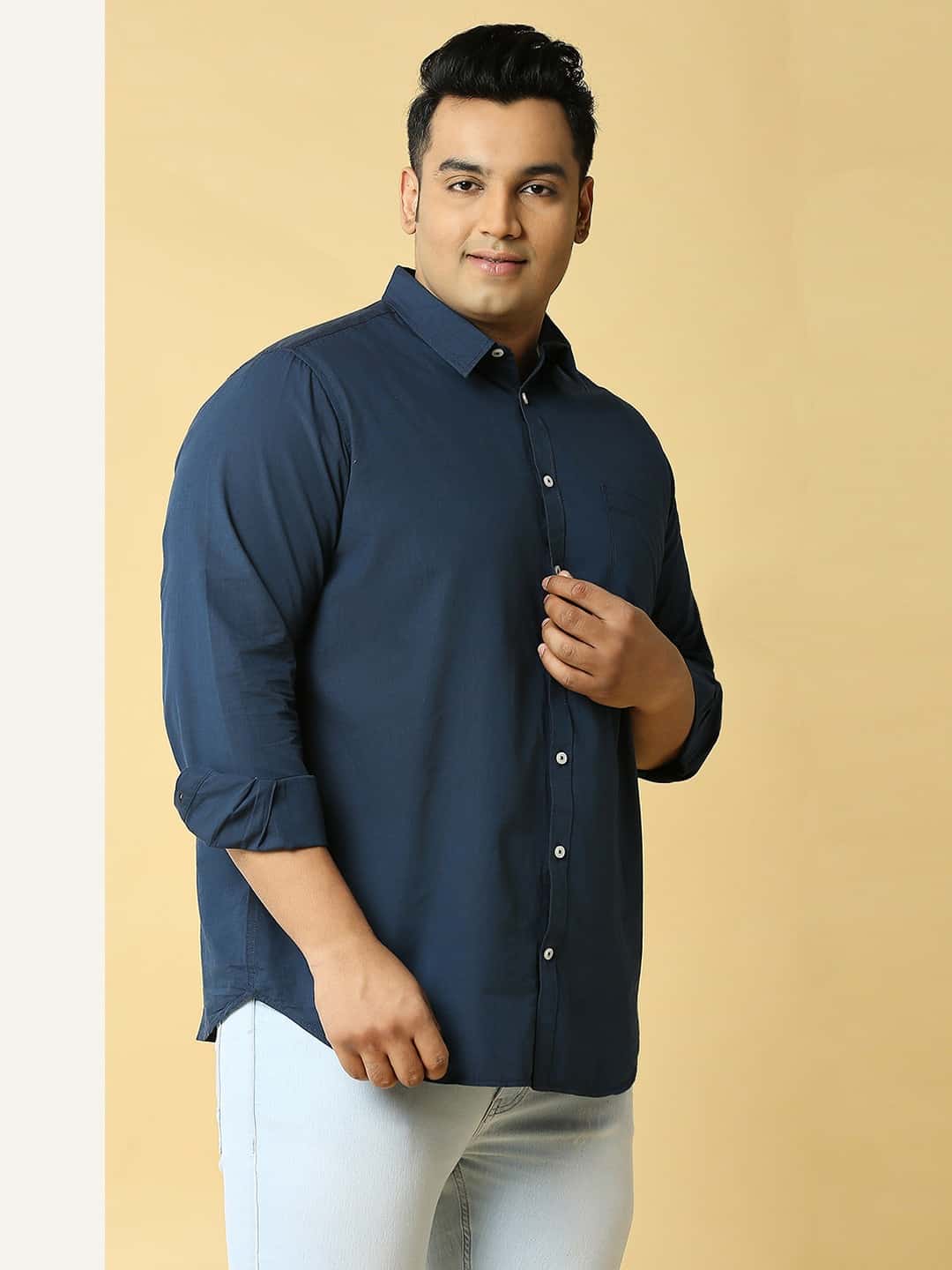 Thomas Scott Men Plus Size Premium Slim Fit Casual Pure Cotton Shirt