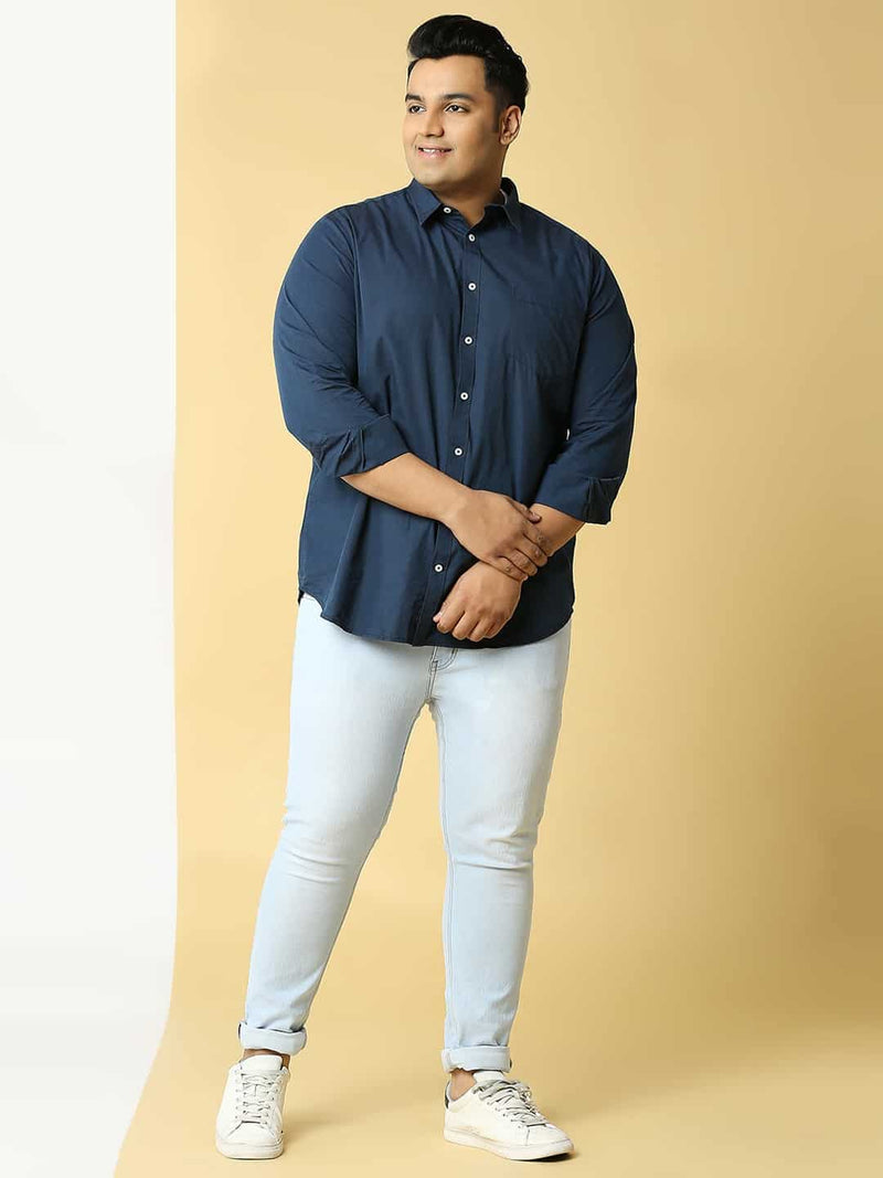 Thomas Scott Men Plus Size Premium Slim Fit Casual Pure Cotton Shirt