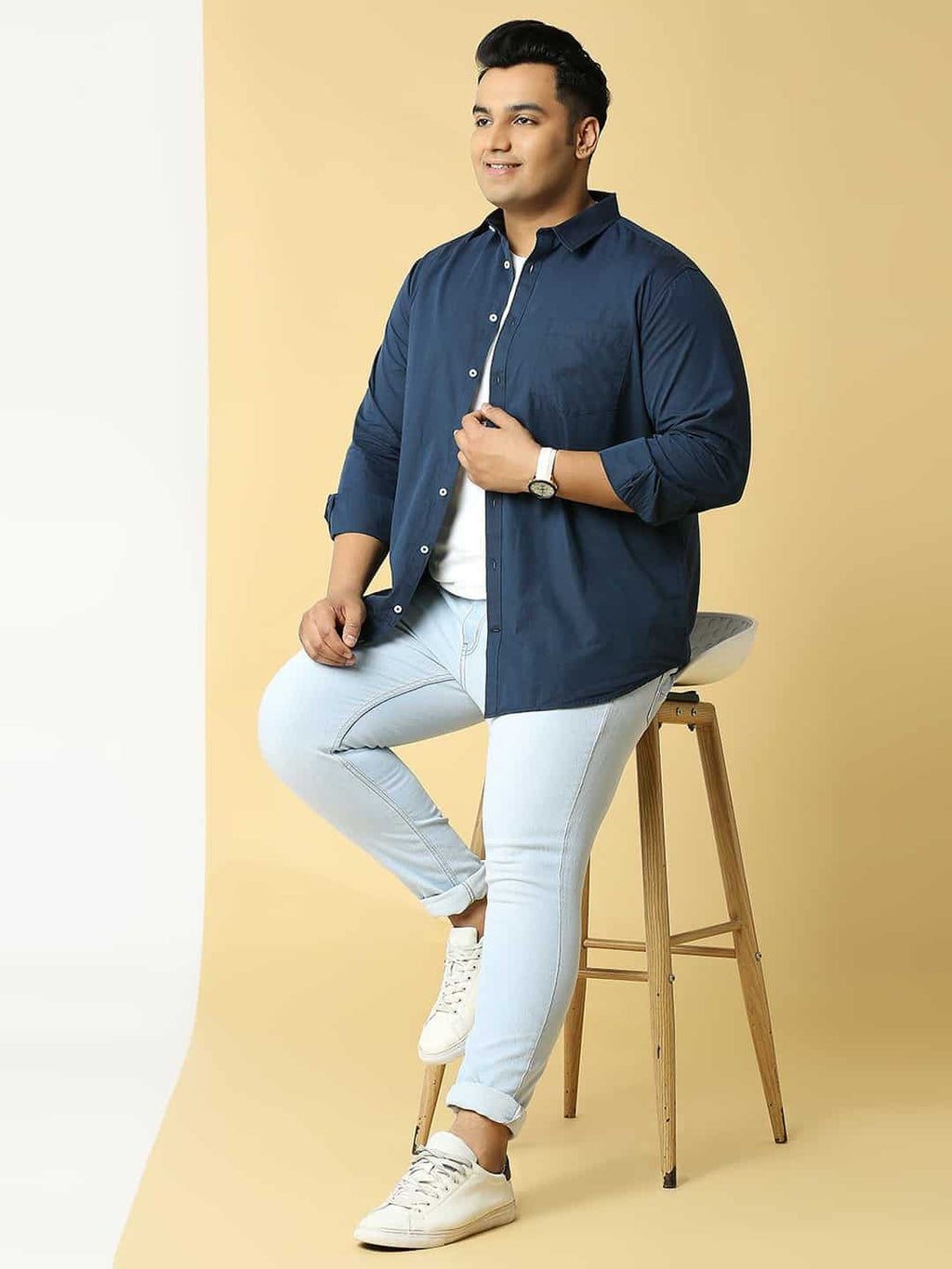 Thomas Scott Men Plus Size Premium Slim Fit Casual Pure Cotton Shirt