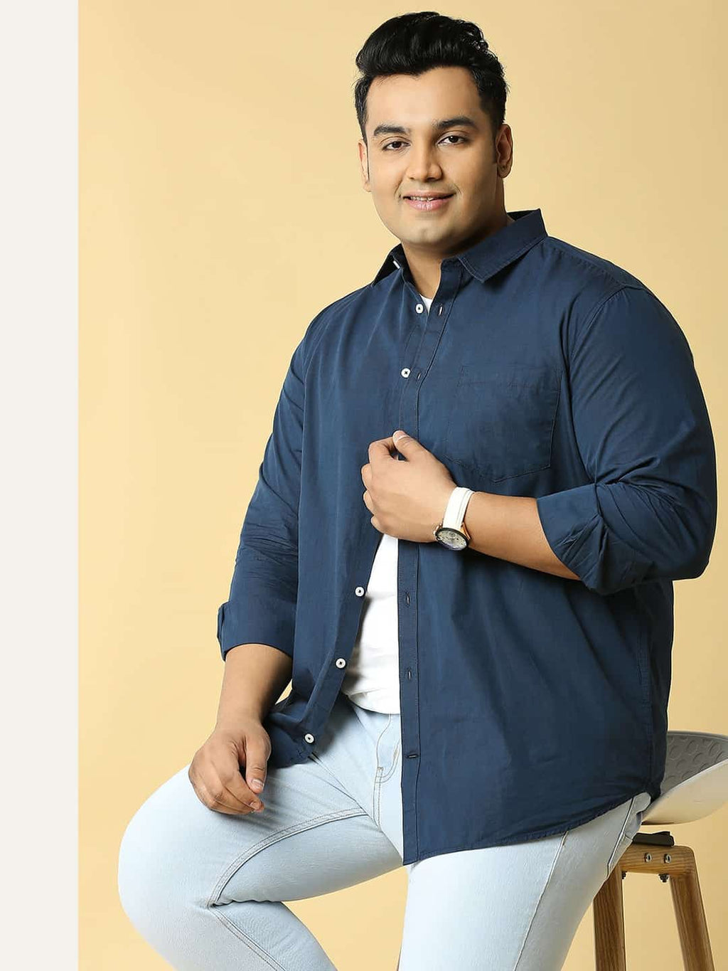 Thomas Scott Men Plus Size Premium Slim Fit Casual Pure Cotton Shirt