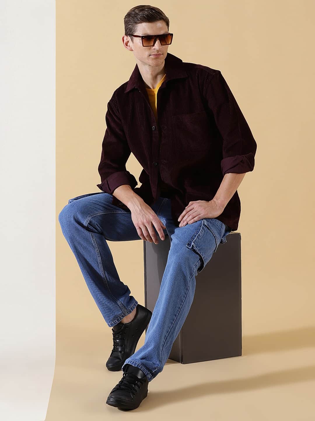 Thomas Scott Men Premium Corduroy Casual Shirt