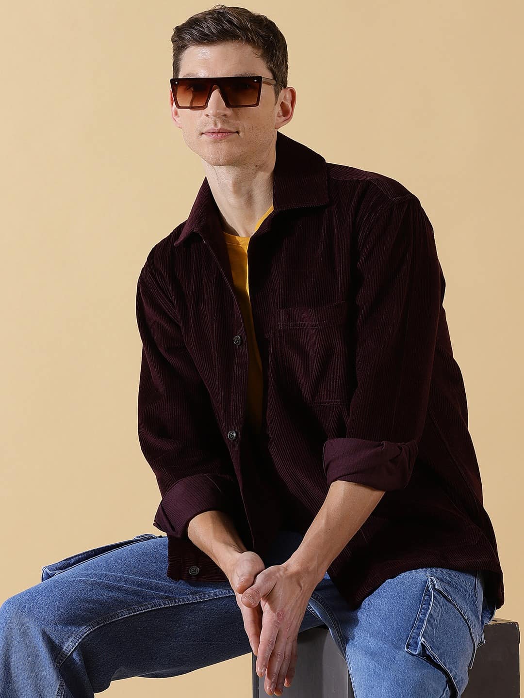 Thomas Scott Men Premium Corduroy Casual Shirt