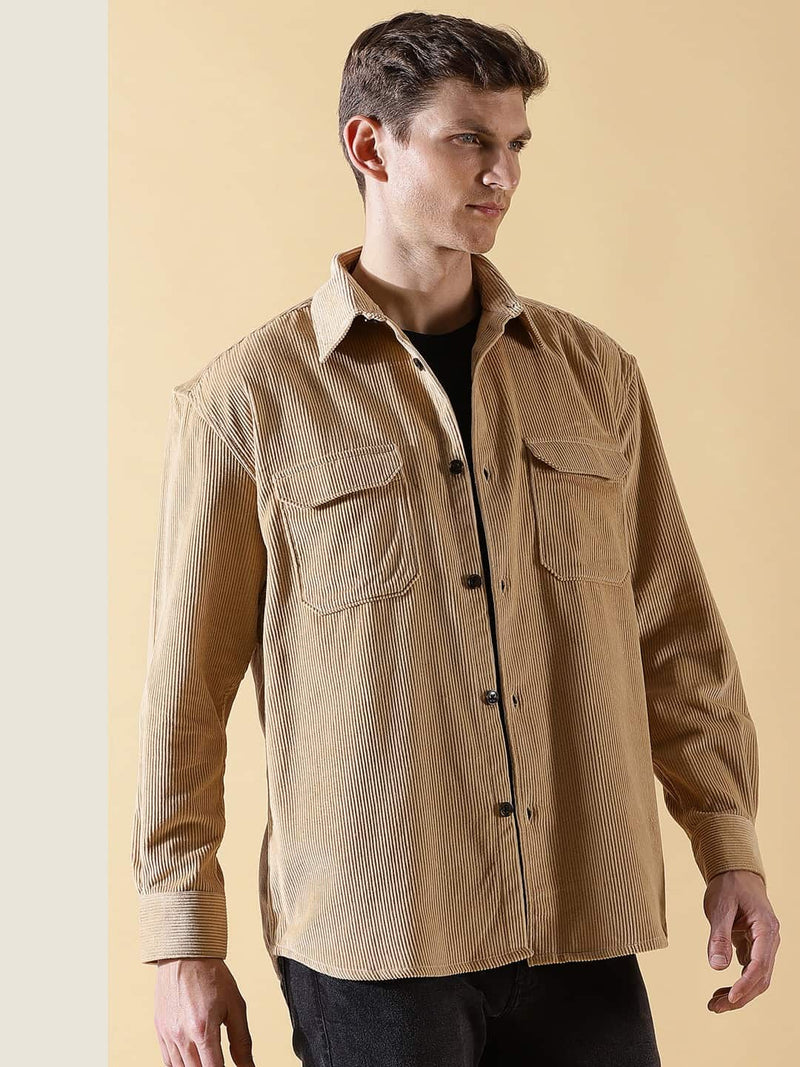 Thomas Scott Men Premium Corduroy Oversized Pure Cotton Shackets