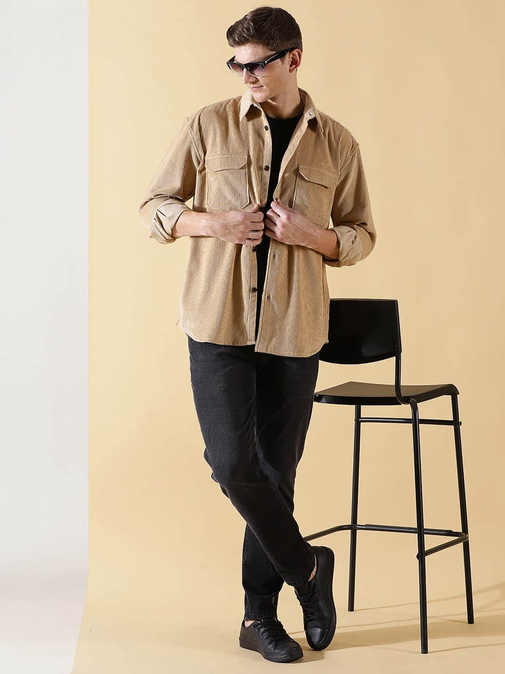 Thomas Scott Men Premium Corduroy Oversized Pure Cotton Shackets