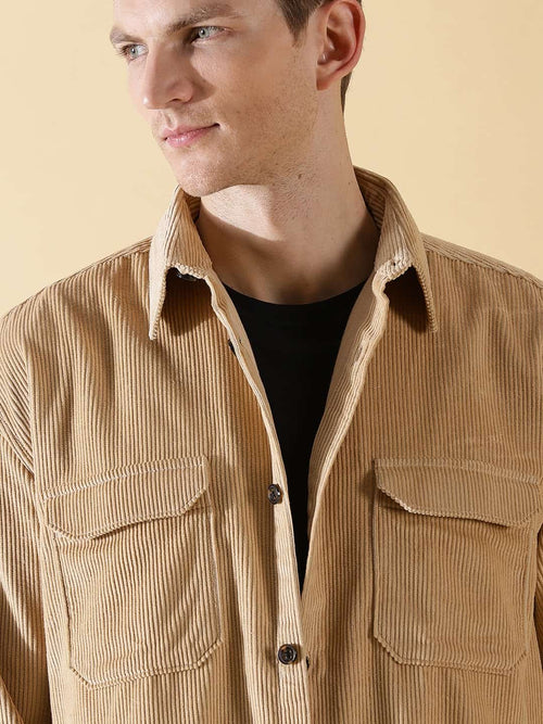 Thomas Scott Men Premium Corduroy Oversized Pure Cotton Shackets