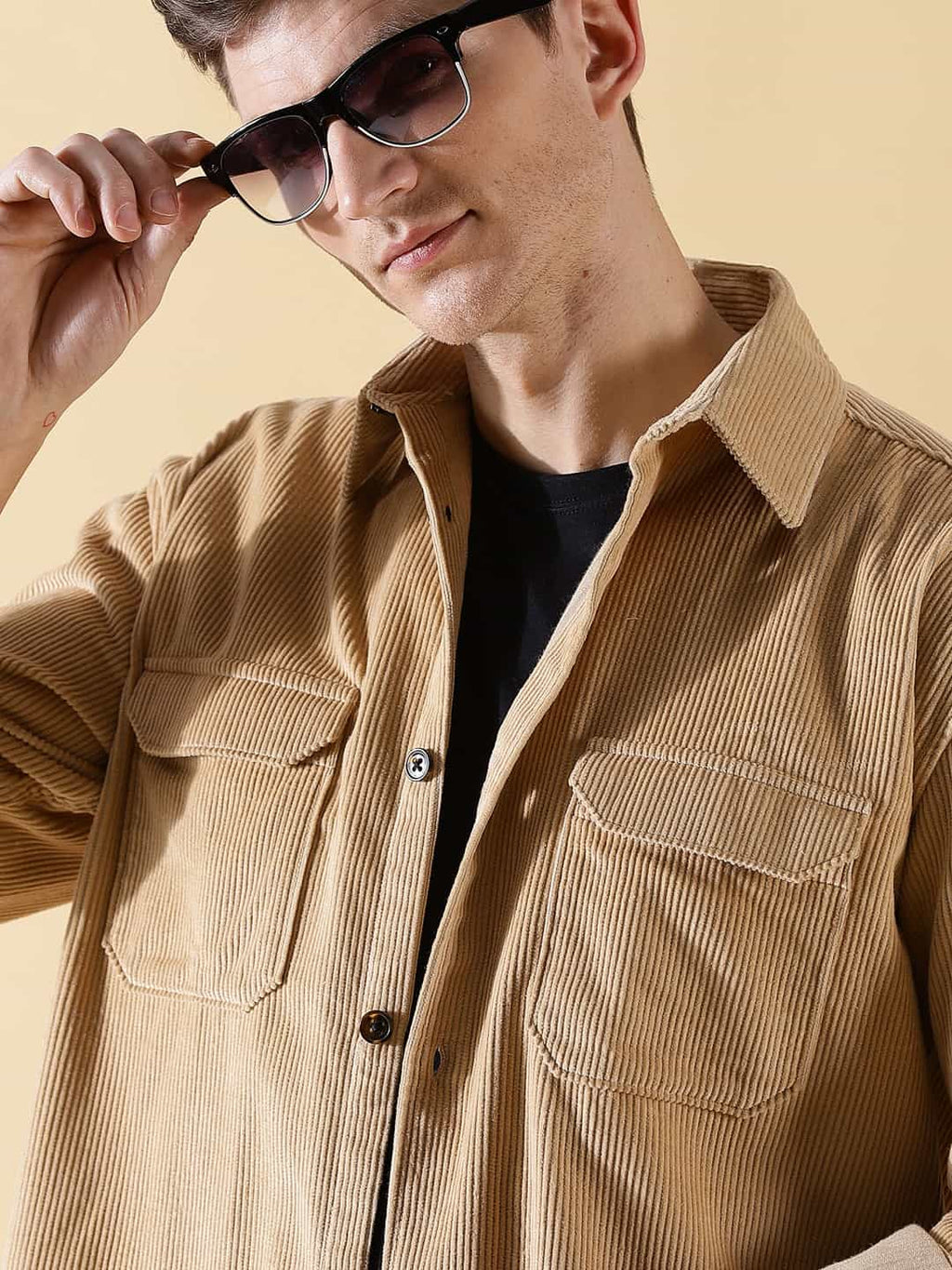 Thomas Scott Men Premium Corduroy Oversized Pure Cotton Shackets