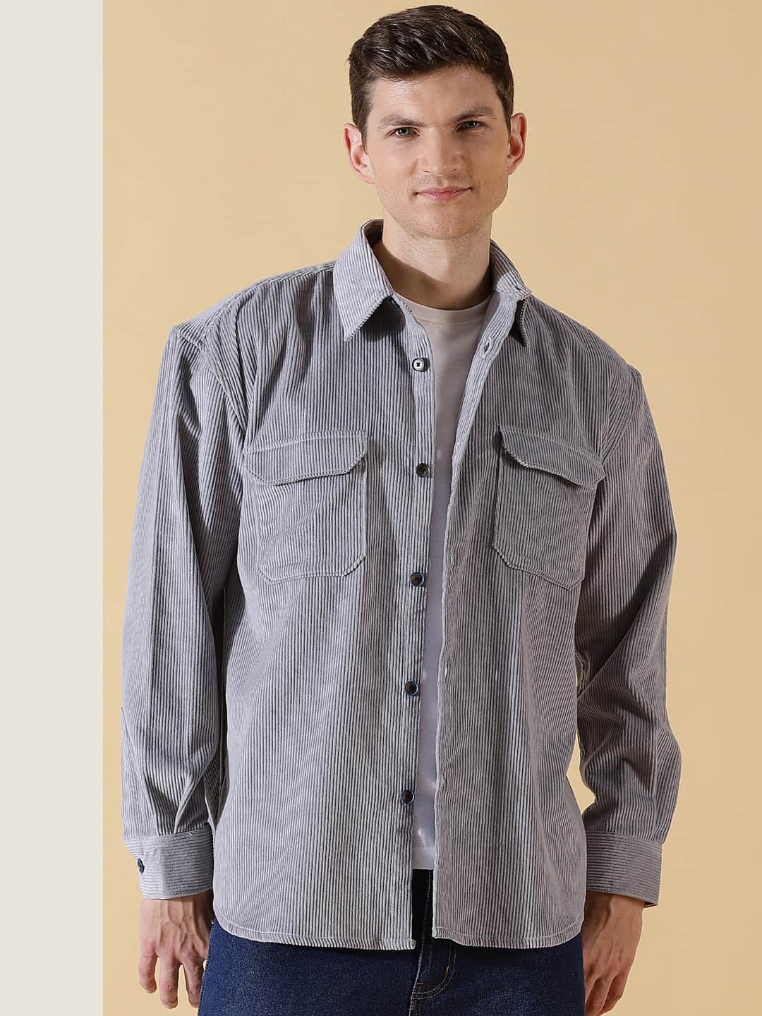 Thomas Scott Men Premium Corduroy Casual Shirt